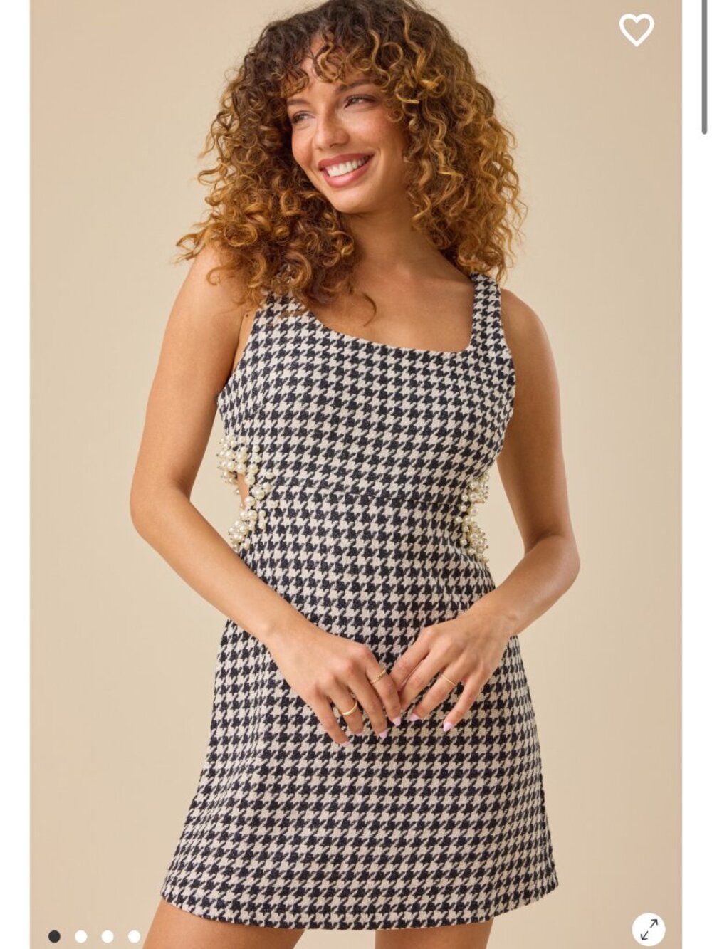 Altar'd State Brittany Houndstooth Pearl Mini Dress NWT